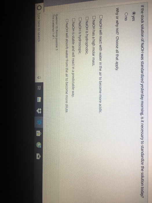 Solved If The Stock Solution Of NaOH Was Standardized Chegg