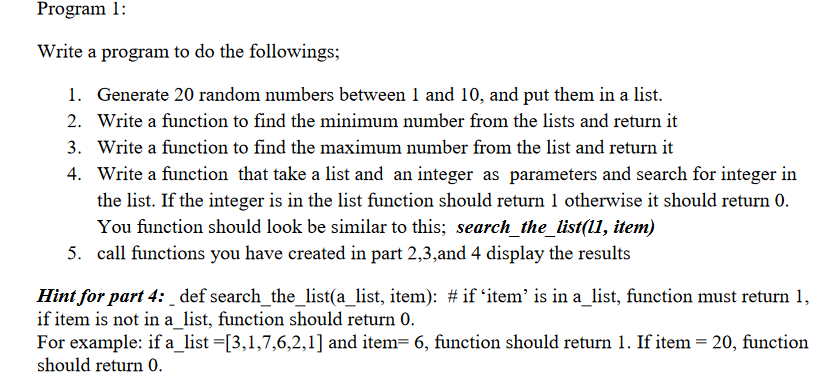 Solved Program 1: Write a program to do the followings; 1. | Chegg.com