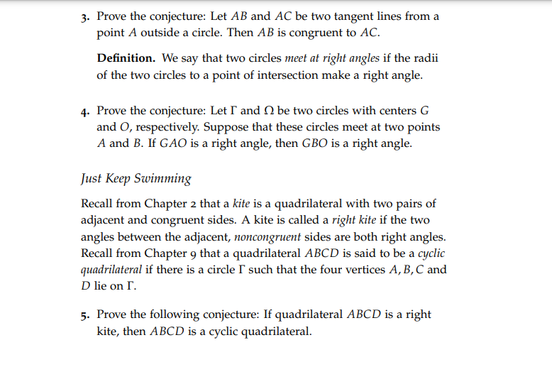 Solved 3. Prove The Conjecture: Let AB And AC Be Two Tangent | Chegg.com