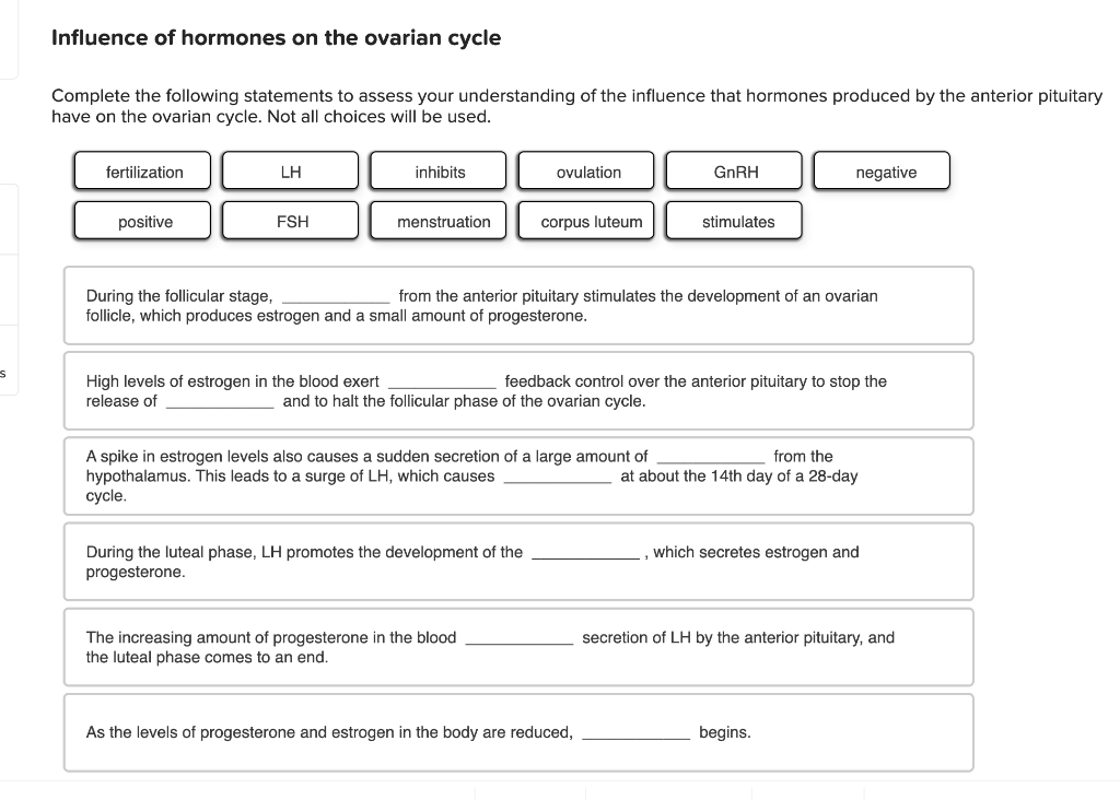 Solved Estrogen, progesterone, and the ovarian cycle From | Chegg.com