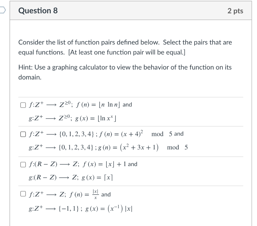 Solved Question 5 2 pts Which of the following sets are not | Chegg.com