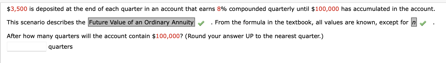 Solved $3,500 is deposited at the end of each quarter in an | Chegg.com