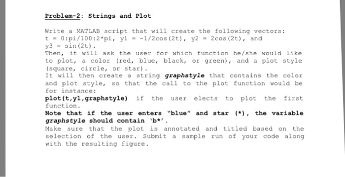 Solved Write a MATLAB script that will create the following | Chegg.com