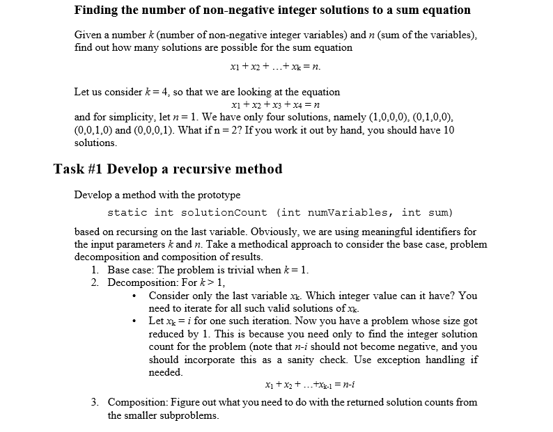 Finding the number of non-negative integer solutions | Chegg.com