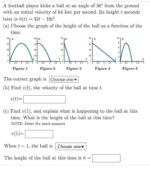 Solved A football player kicks a ball at an angle of 30°