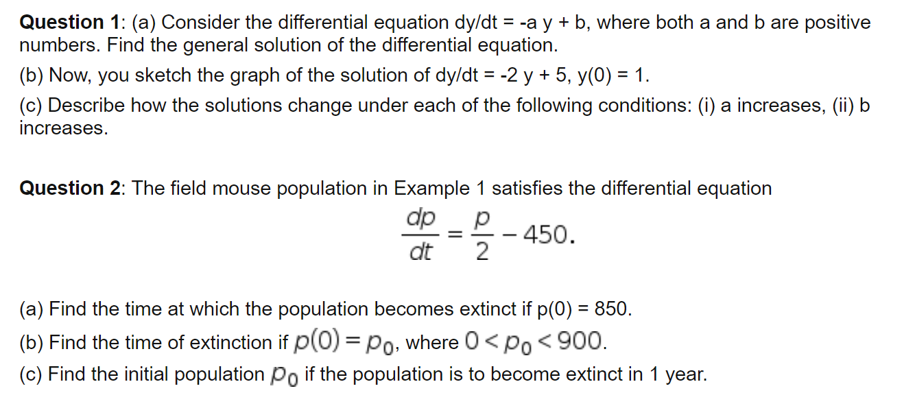 Solved Question 1: (a) Consider The Differential Equation | Chegg.com