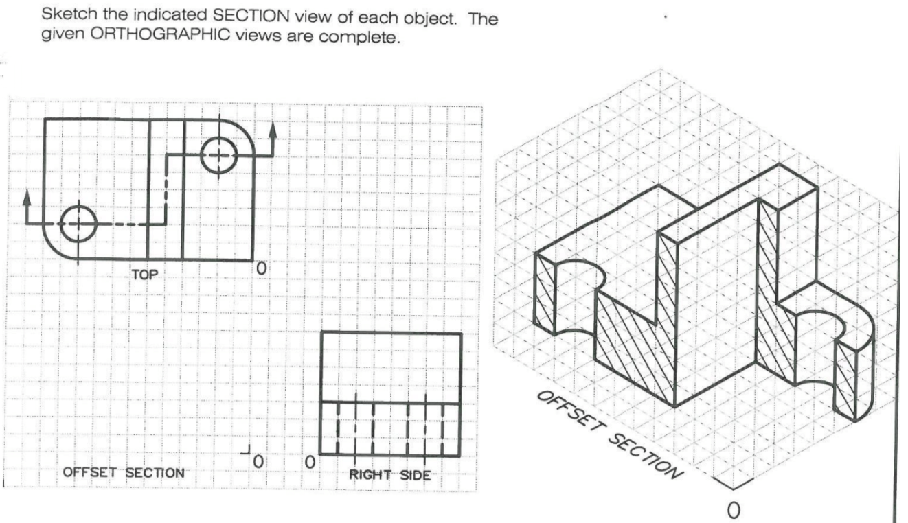 Sketch the indicated SECTION view of each object. The | Chegg.com