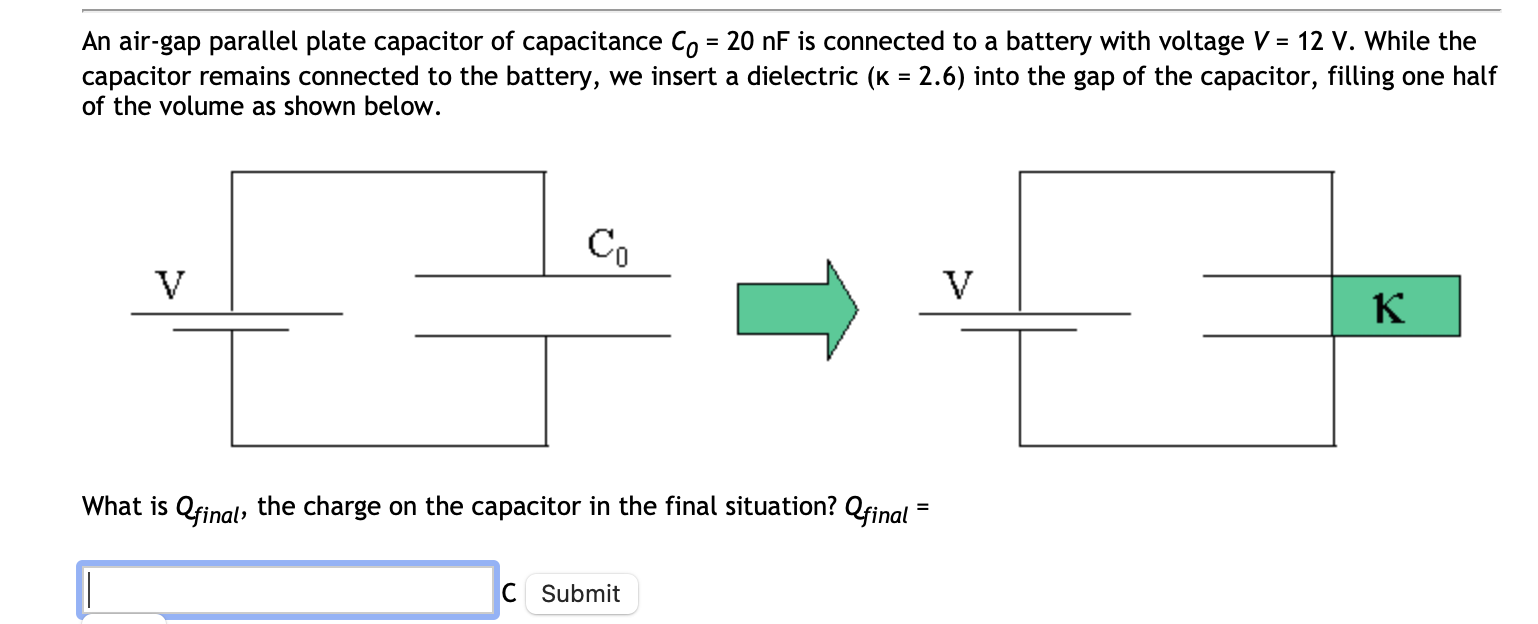 [Solved] An airgap parallel plate capacitor of capacitanc