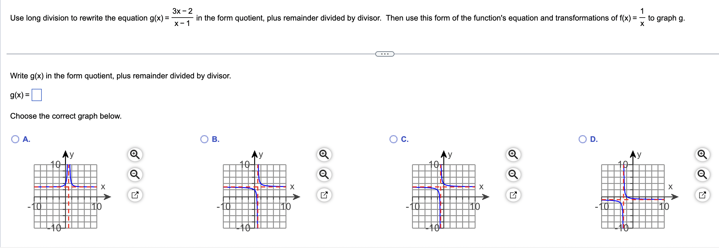 Solved Write g(x) in the form quotient, plus remainder | Chegg.com