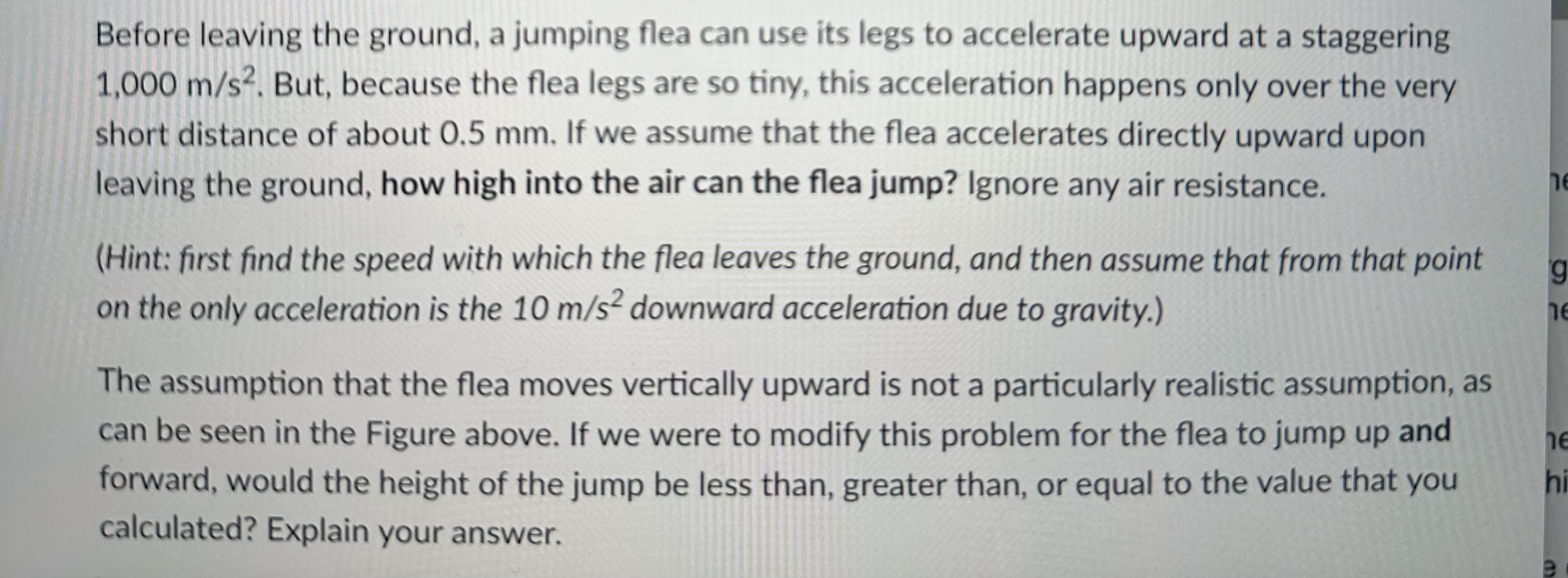 Solved Before leaving the ground, a jumping flea can use its