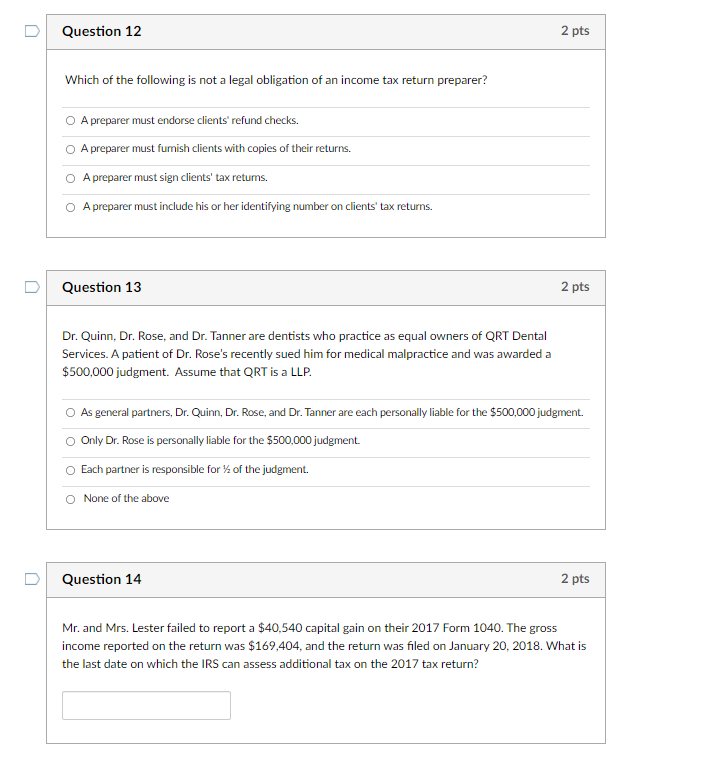 Solved Question 12 2 pts Which of the following is not a | Chegg.com