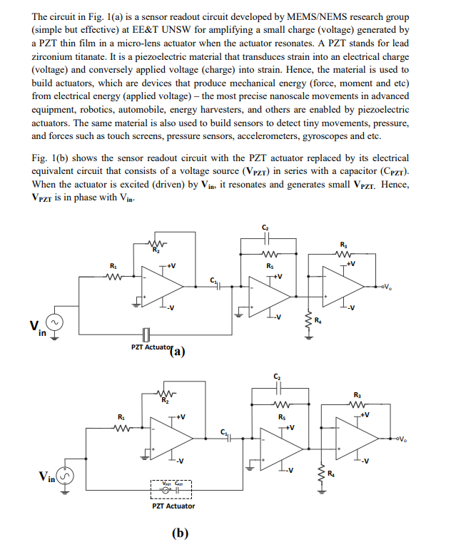 Solved The Circuit In Fig 1a Is A Sensor Readout Circuit 5409