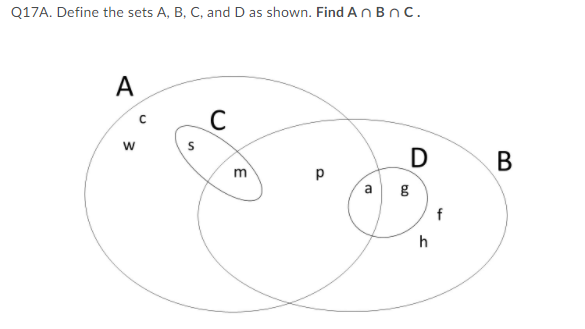 Solved Q17A. Define the sets A, B, C, and D as shown. Find | Chegg.com