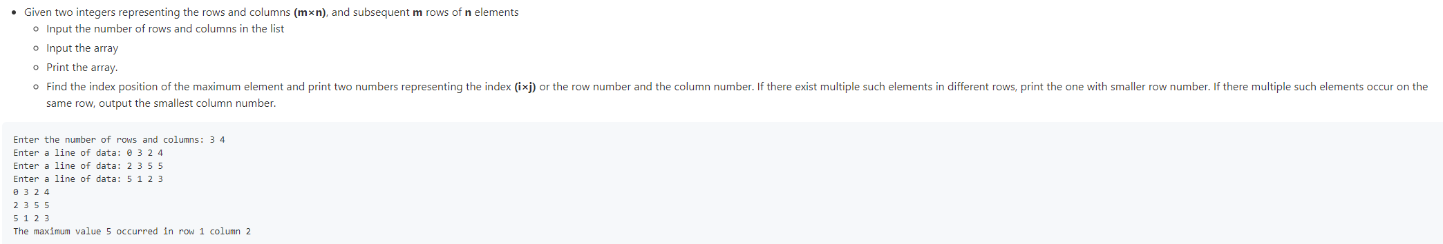 Solved Given two integers representing the rows and columns | Chegg.com