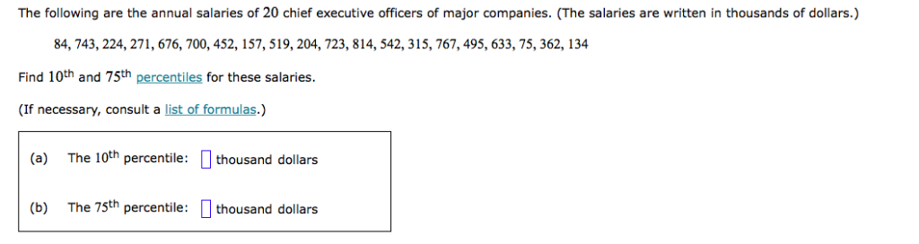 Solved The following are the annual salaries of 20 chief | Chegg.com