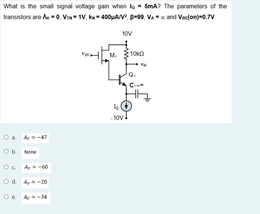 what-is-the-small-signal-voltage-gain-when-iq-5-ma-chegg