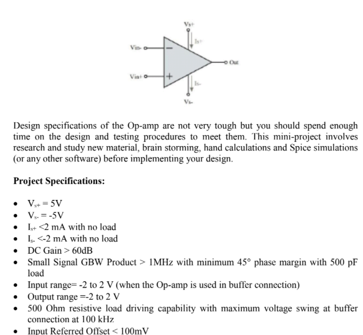Solved design a general purpose Op-amp. You can consider an | Chegg.com