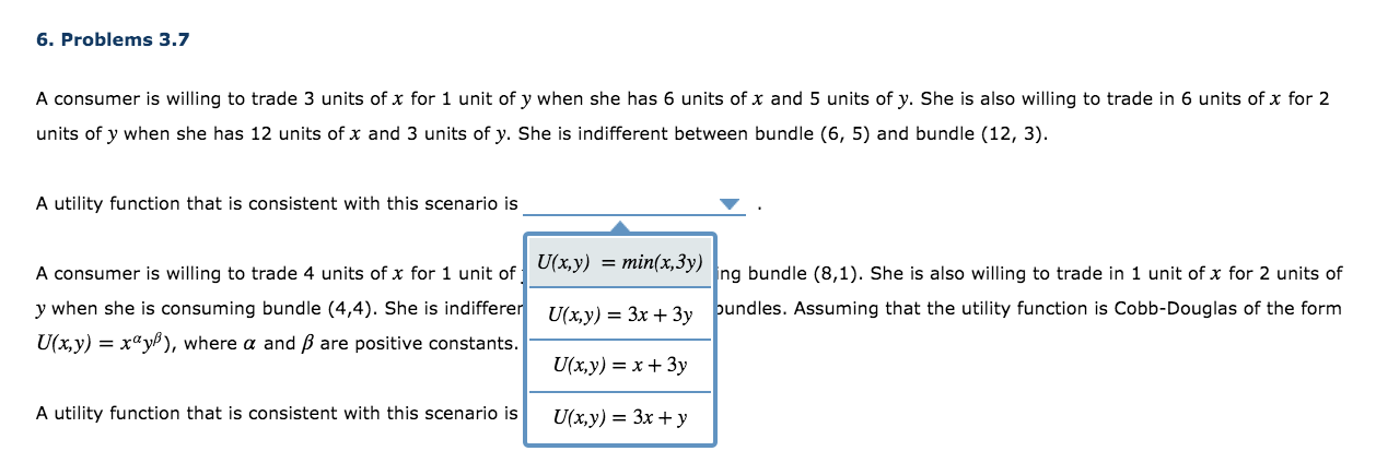 Solved 6. Problems 3.7 A consumer is willing to trade 3 | Chegg.com