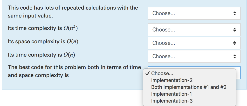 Solved Match the statements on time and space complexity | Chegg.com