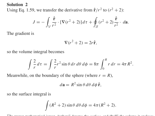 Solved Problem 1.49Evaluate the integral J=∫νe−r(∇⋅r2r