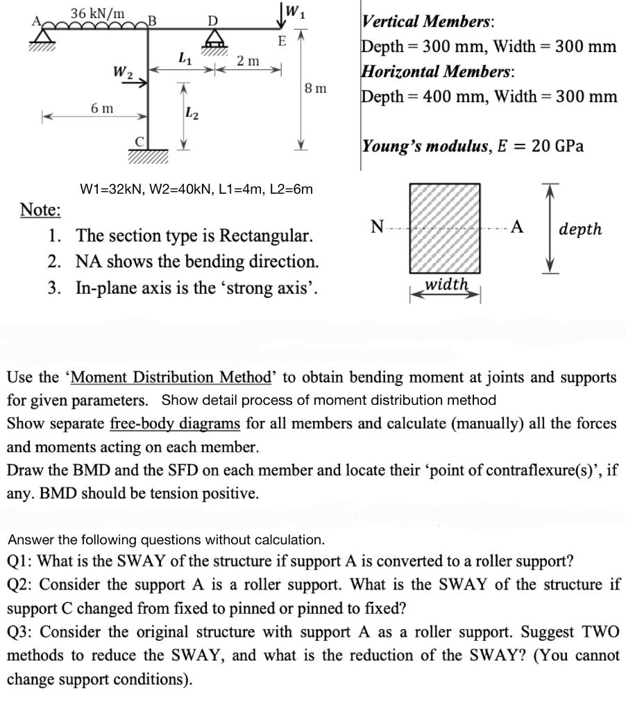 Vertical Members: Depth =300 mm, Width =300 mm | Chegg.com