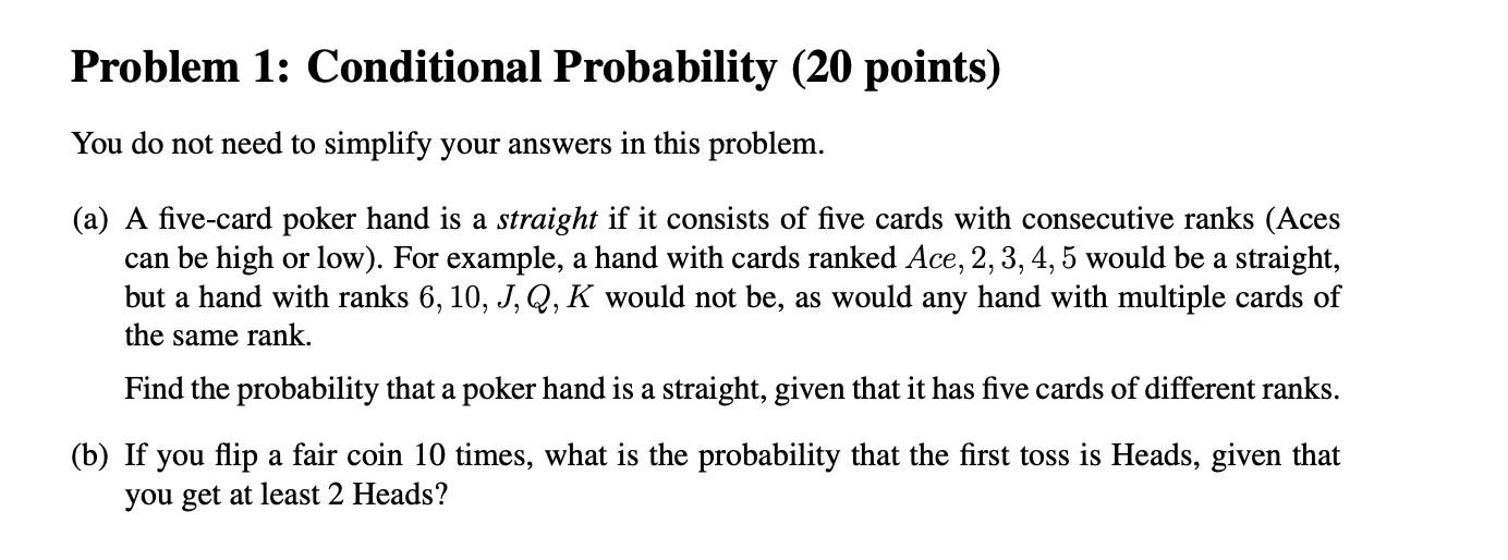 Solved Problem 1: Conditional Probability (20 points) You do | Chegg.com