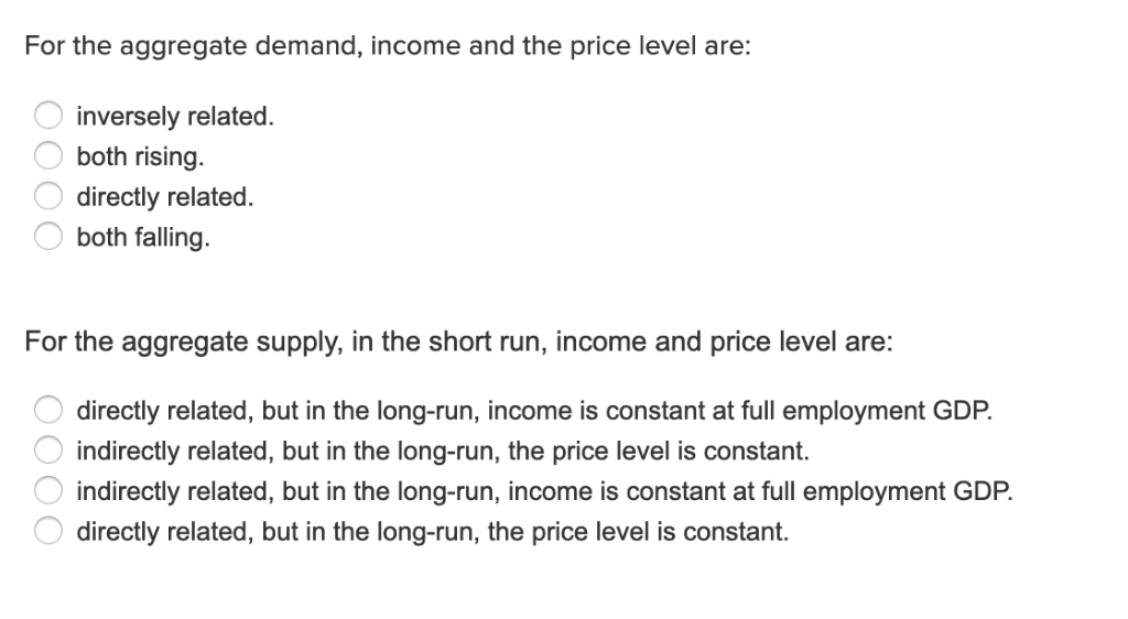 Solved Consider The Aggregate Demand And Supply Model For A | Chegg.com