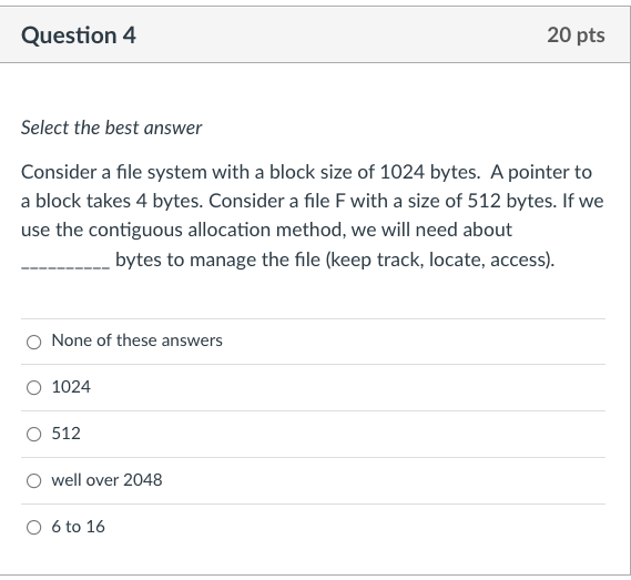 Solved Question 1 20 pts Check all that apply For a file | Chegg.com