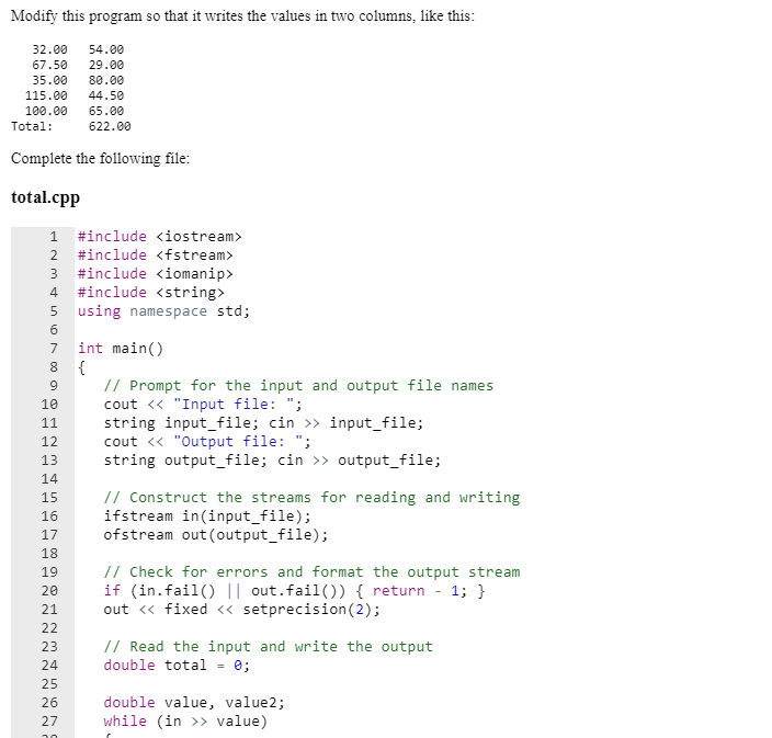 modify-this-program-so-that-it-writes-the-values-in-two-columns-like