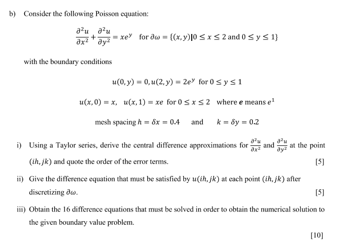Solved b) Consider the following Poisson equation: au au + | Chegg.com