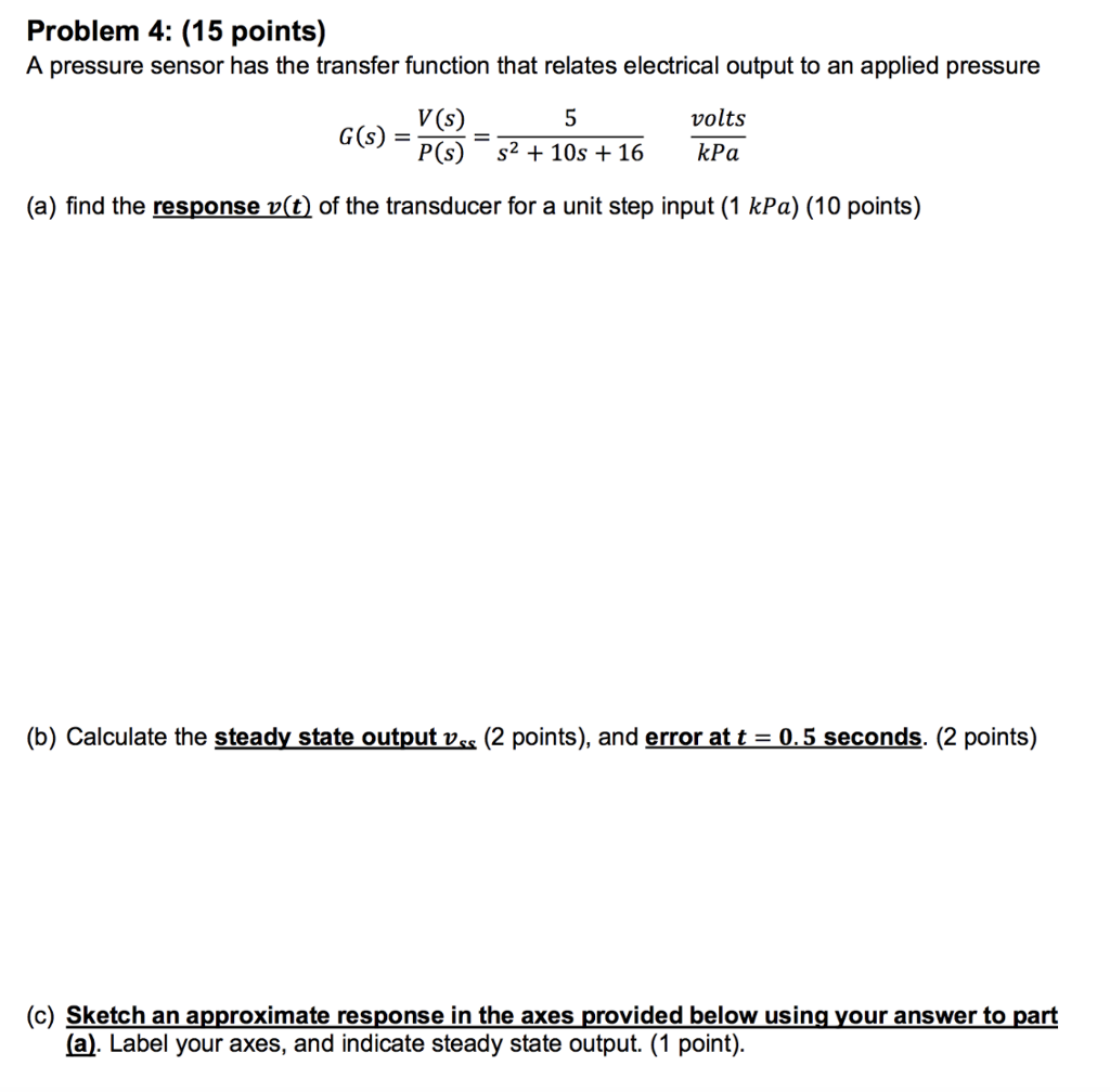 Solved A pressure sensor has the transfer function that