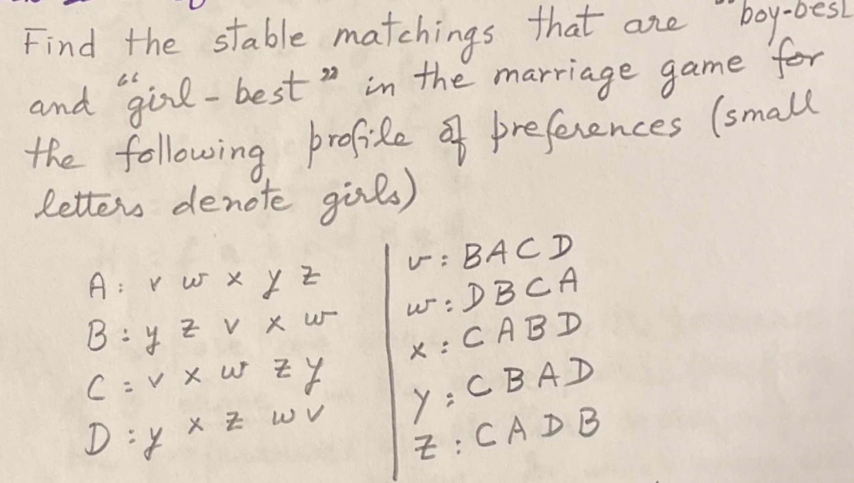 Find the stable matchings that are boybest and