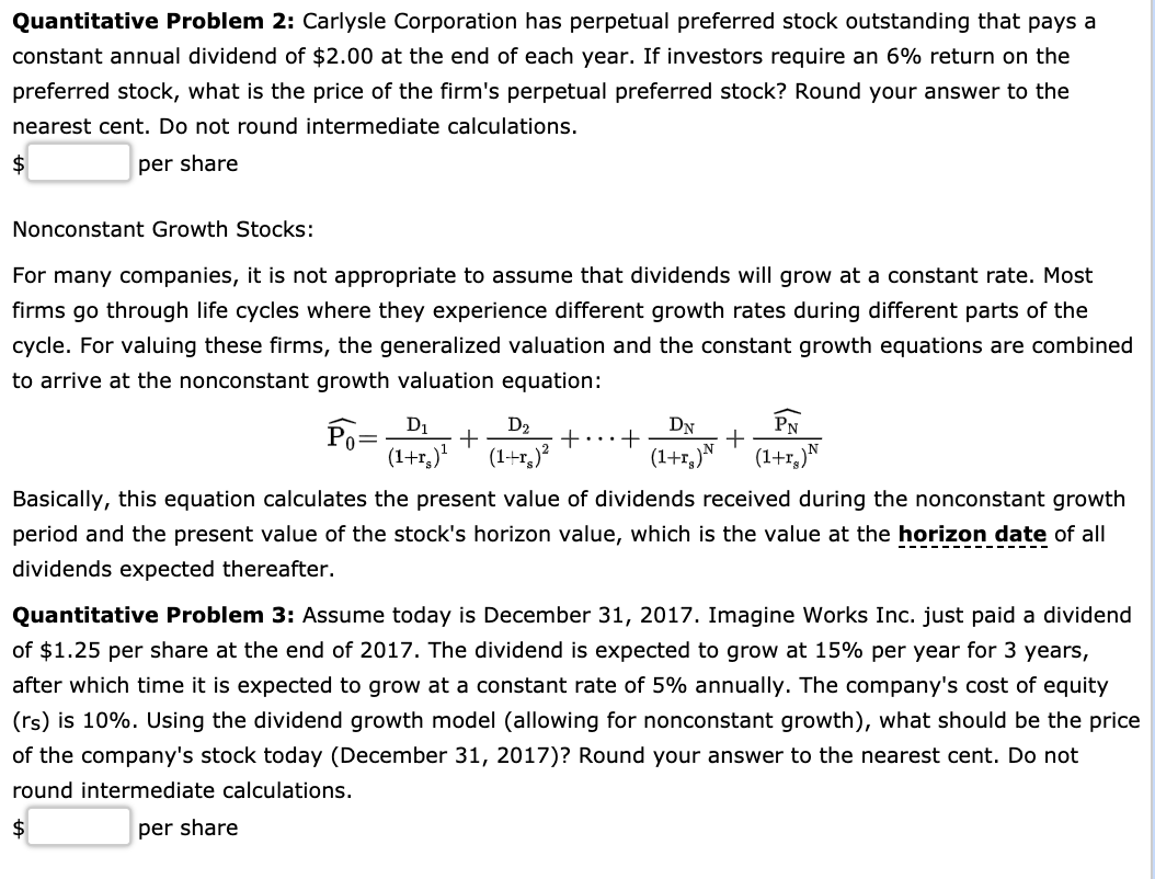 Solved Quantitative Problem 2: Carlysle Corporation has