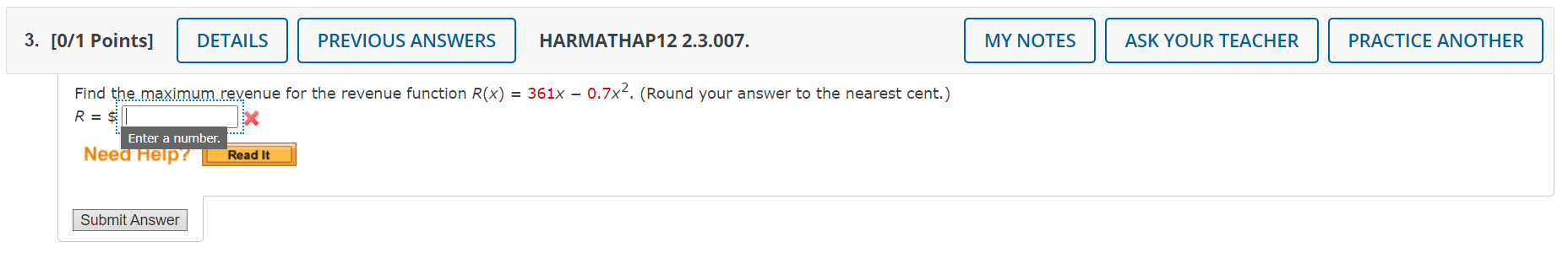 Solved Find the maximum revenue for the revenue function | Chegg.com