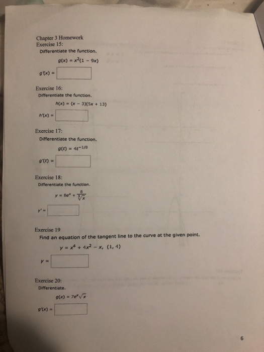 Solved Chapter 3 Homework Exercise 15 Differentiate the | Chegg.com