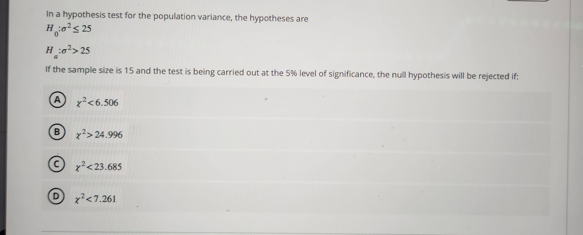 population variance hypothesis test calculator