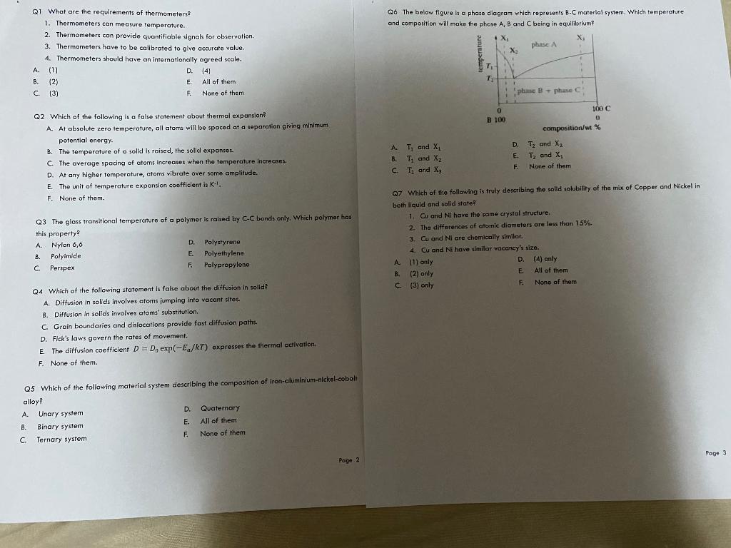 Solved Q6 The below figure is a phase diagram which | Chegg.com