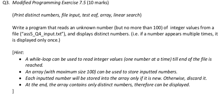 Solved Q3. Modified Programming Exercise 7.5 (10 marks) | Chegg.com