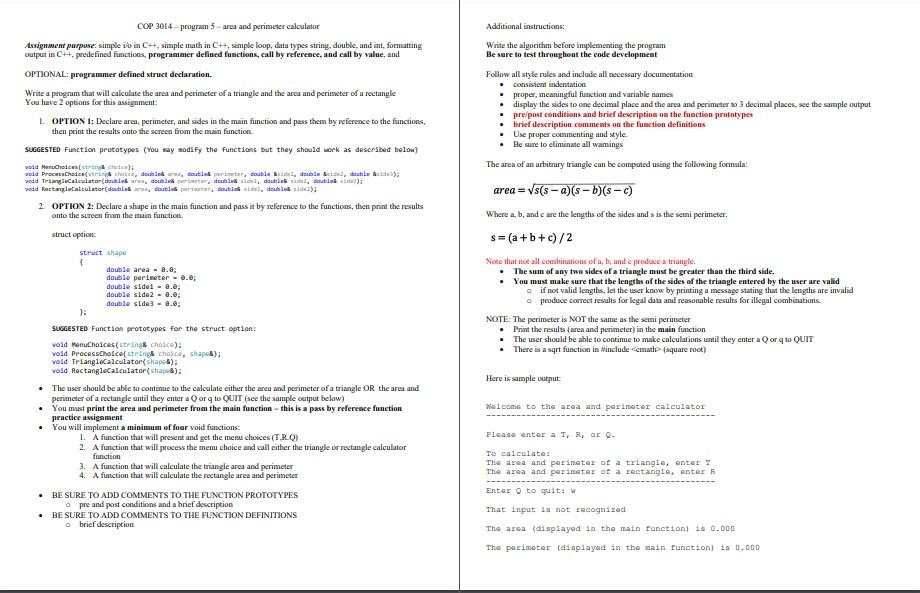 Solved Additional instructions: Write the algorithm before | Chegg.com