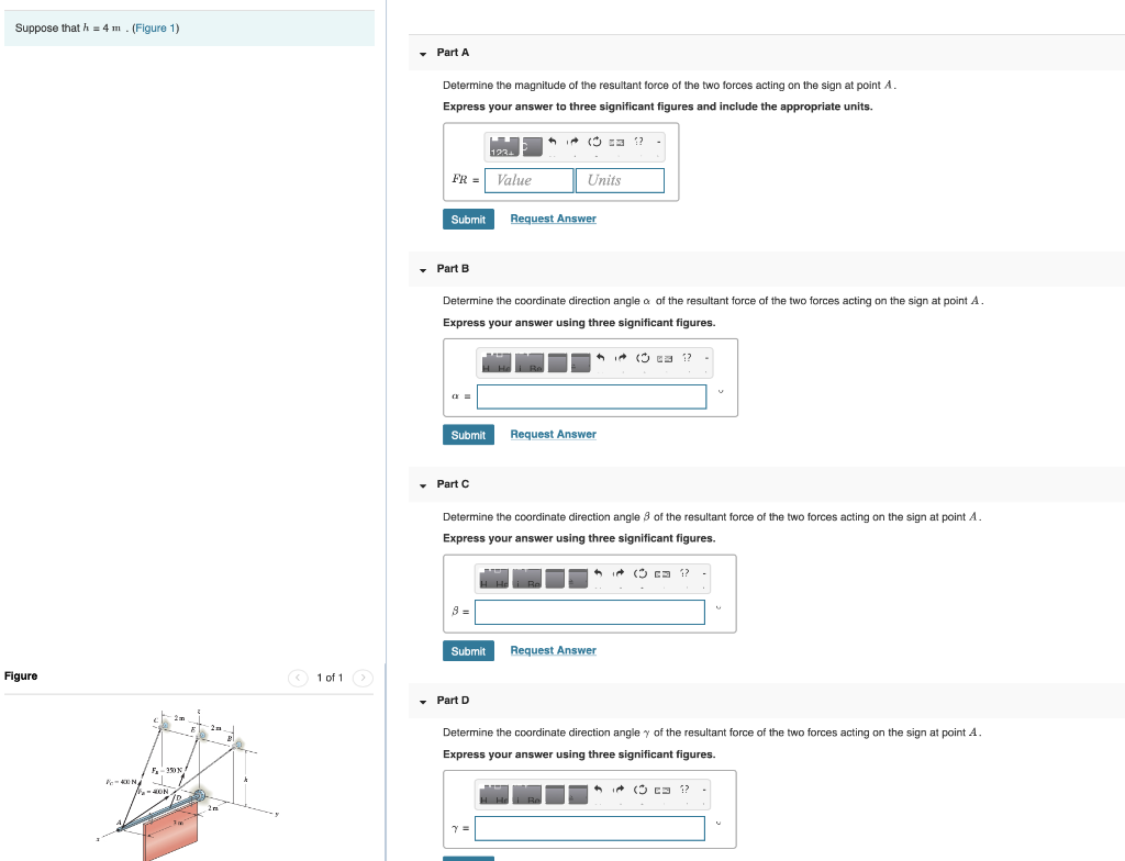 Solved Suppose that h = 4 m . (Figure 1) Part A Determine | Chegg.com
