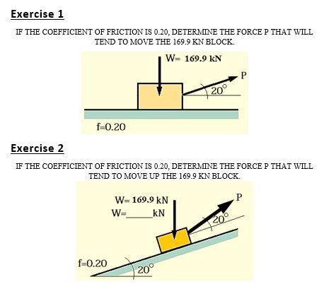 Solved Exercise 1 IF THE COEFFICIENT OF FRICTION IS 0.20, | Chegg.com