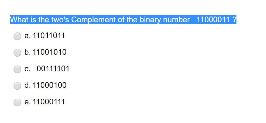 Solved What is the two's Complement of the binary number | Chegg.com