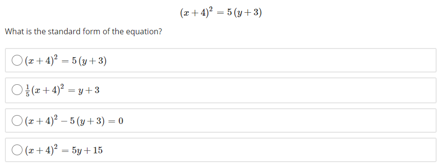 y 1 2 2x 5 )( x 4 in standard form