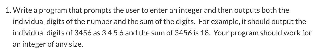 Solved 1. Write a program that prompts the user to enter an | Chegg.com