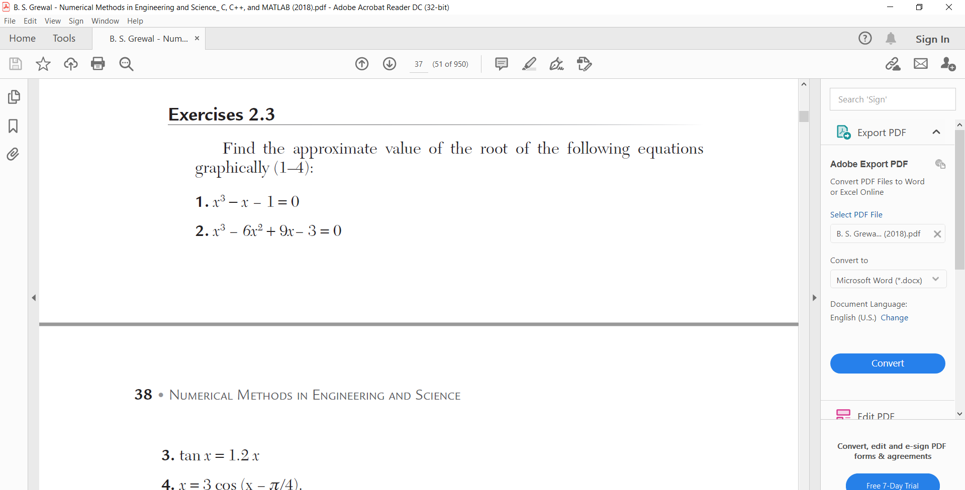 Solved B. S. Grewal - Numerical Methods In Engineering And | Chegg.com