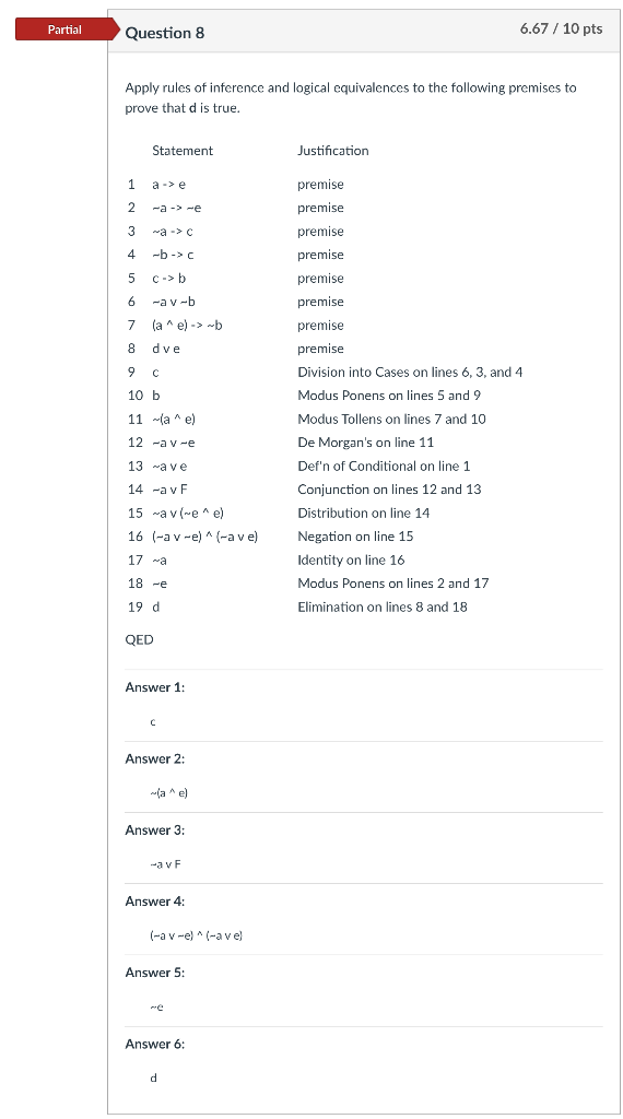 Solved Partial Question 8 6.67 / 10 pts Apply rules of | Chegg.com