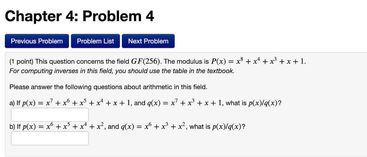 Solved Chapter 4: Problem 4 Previous Problem Problem List | Chegg.com