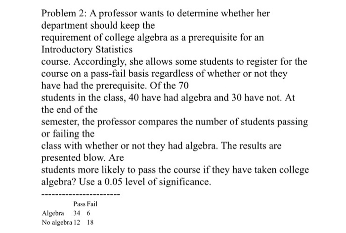 Solved Problem 2: A professor wants to determine whether her | Chegg.com