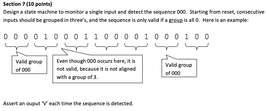 Solved Section 7 (10 points) Design a state machine to | Chegg.com