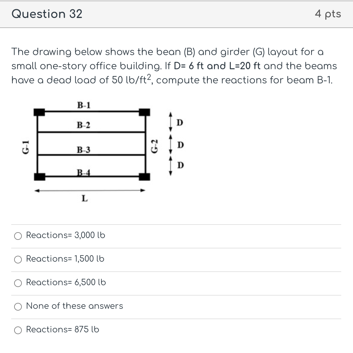 [Solved]: The drawing below shows the bean (B) and girder